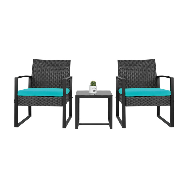 Beoll 3 piece rattan seating group with cushions sale